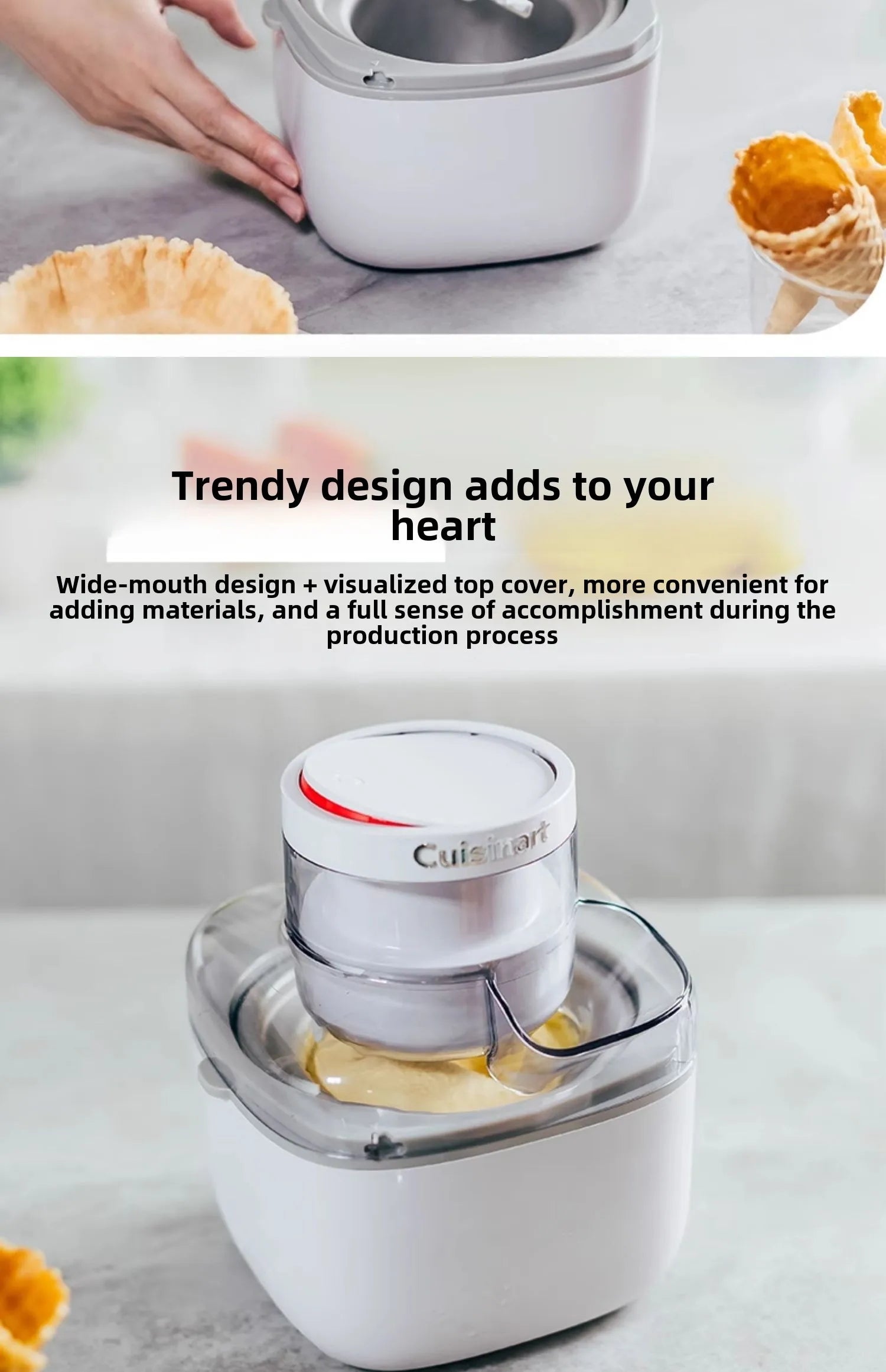 🍨 Ice Cream Maker – Automatic| Smoothie White | 500ml