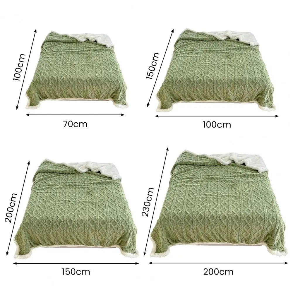 Winter Blanket 3D Jacquard Double-sided Fluff Plush Double-layer Thickened Blanket Solid Color Colorfast Sofa Throw Blanket