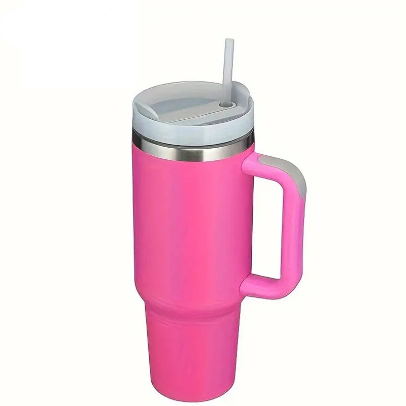 🥤 30/40oz Stainless Steel Tumbler with Handle – Vacuum Insulated Travel Mug with Lid & Straw