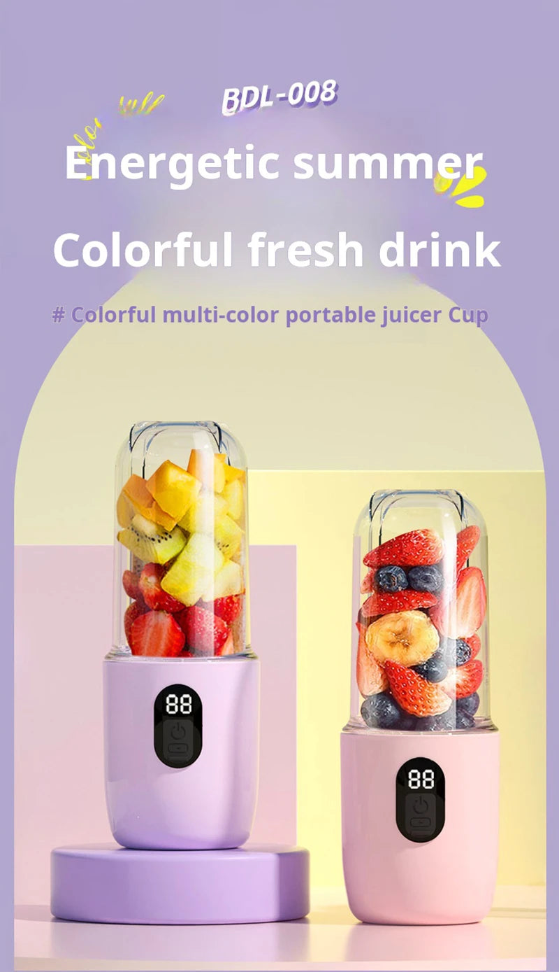 Portable USB Blender – 500ml Rechargeable Mini Juicer Bottle | Cordless Smoothie & Shake Maker with 1500mAh Battery