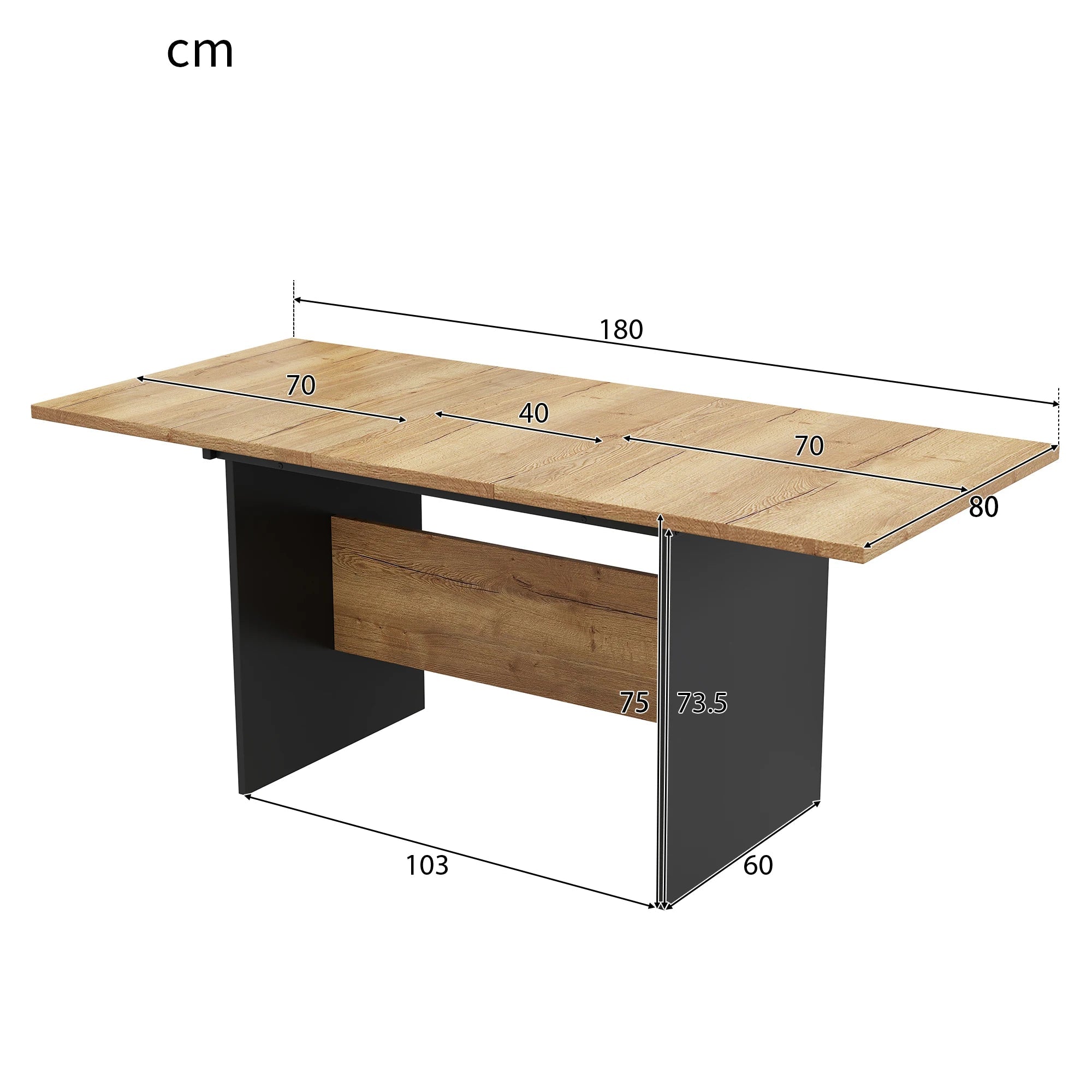 Modern extendable wooden dining table
