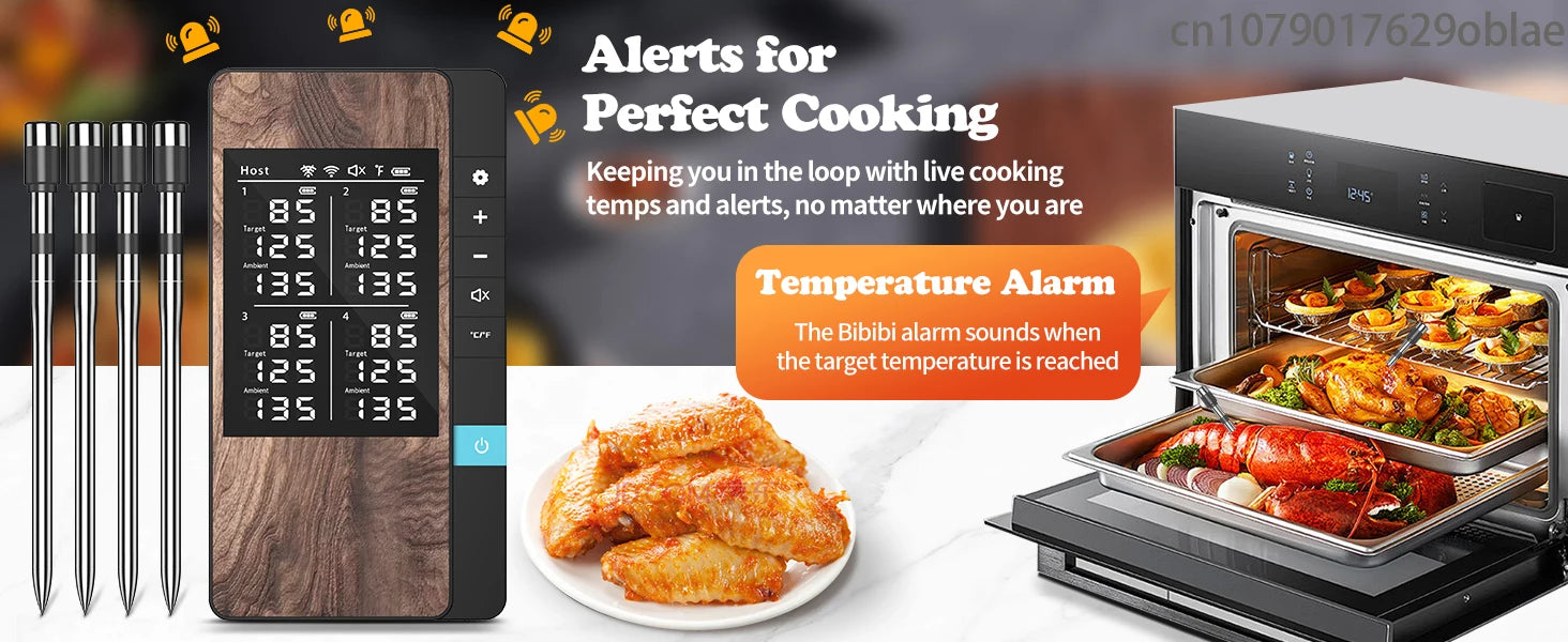 Wireless Meat Thermometer with App – Dual Probe Bluetooth BBQ & Oven Thermometer, Rechargeable, IP67, 150m Range