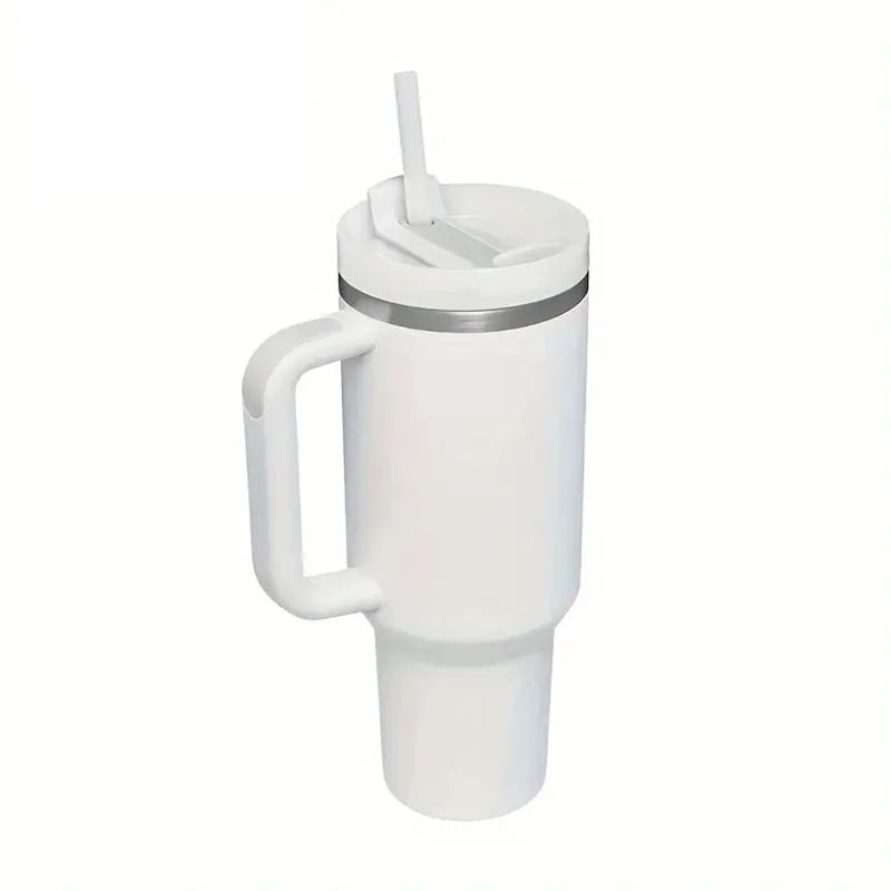 🥤 30/40oz Stainless Steel Tumbler with Handle – Vacuum Insulated Travel Mug with Lid & Straw