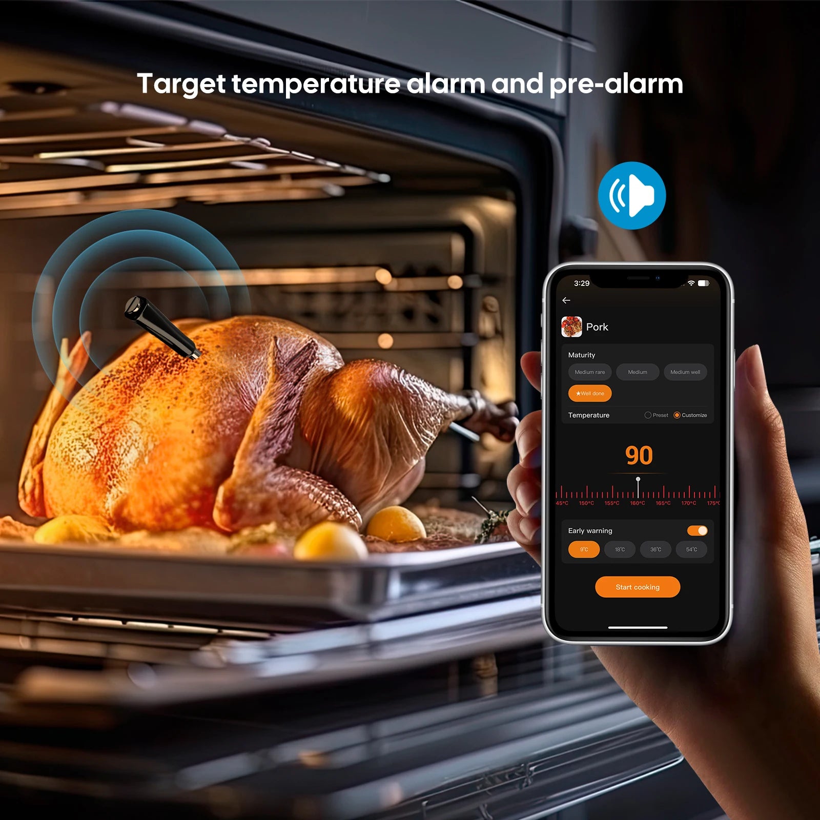Smart WiFi & Bluetooth Meat Thermometer – Dual Probe Wireless BBQ Food Thermometer | Fast Response, Rechargeable, IP67, 100m Range