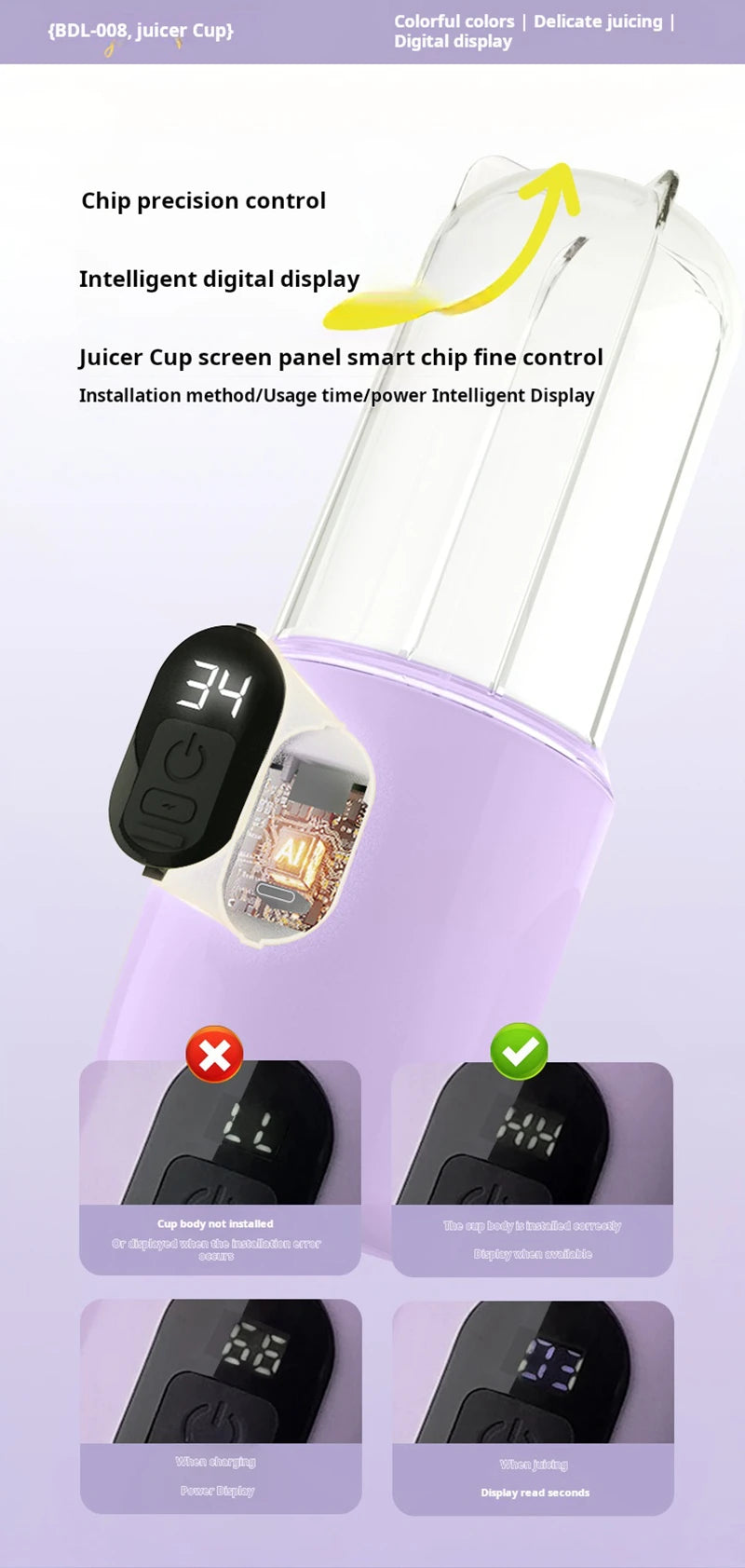 Portable USB Blender – 500ml Rechargeable Mini Juicer Bottle | Cordless Smoothie & Shake Maker with 1500mAh Battery