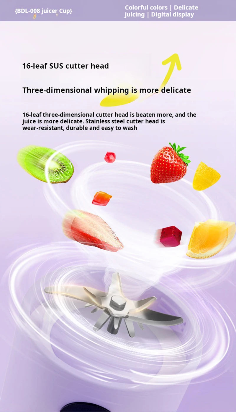 Portable USB Blender – 500ml Rechargeable Mini Juicer Bottle | Cordless Smoothie & Shake Maker with 1500mAh Battery