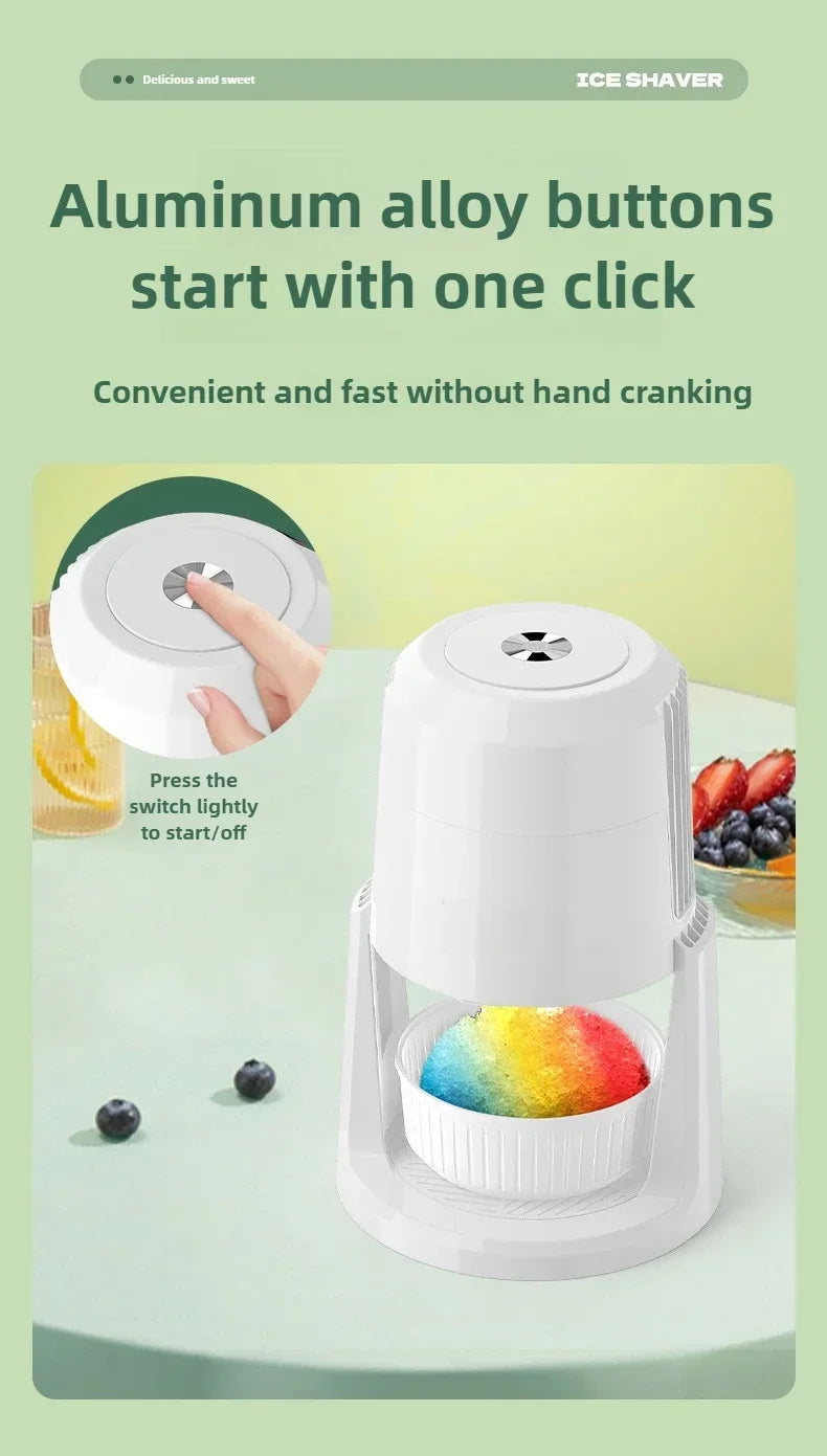 Electric Ice Shaver Machine – 2-Speed Adjustable Ice Crusher | Low Noise, High Output (3kg/min) | Household Ice Maker