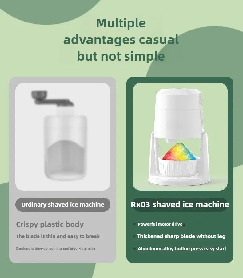 Electric Ice Shaver Machine – 2-Speed Adjustable Ice Crusher | Low Noise, High Output (3kg/min) | Household Ice Maker