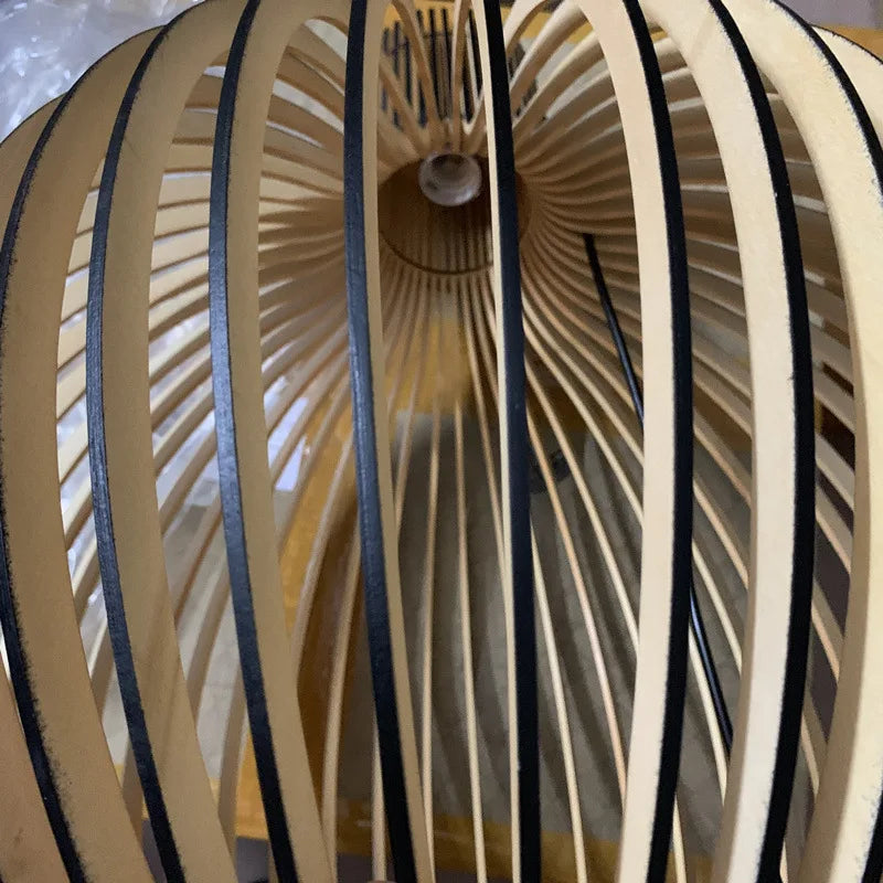 Japanese wooden art birdcage restaurant chandelier retro new Chinese lantern homestay Zen inspired bedside lamp