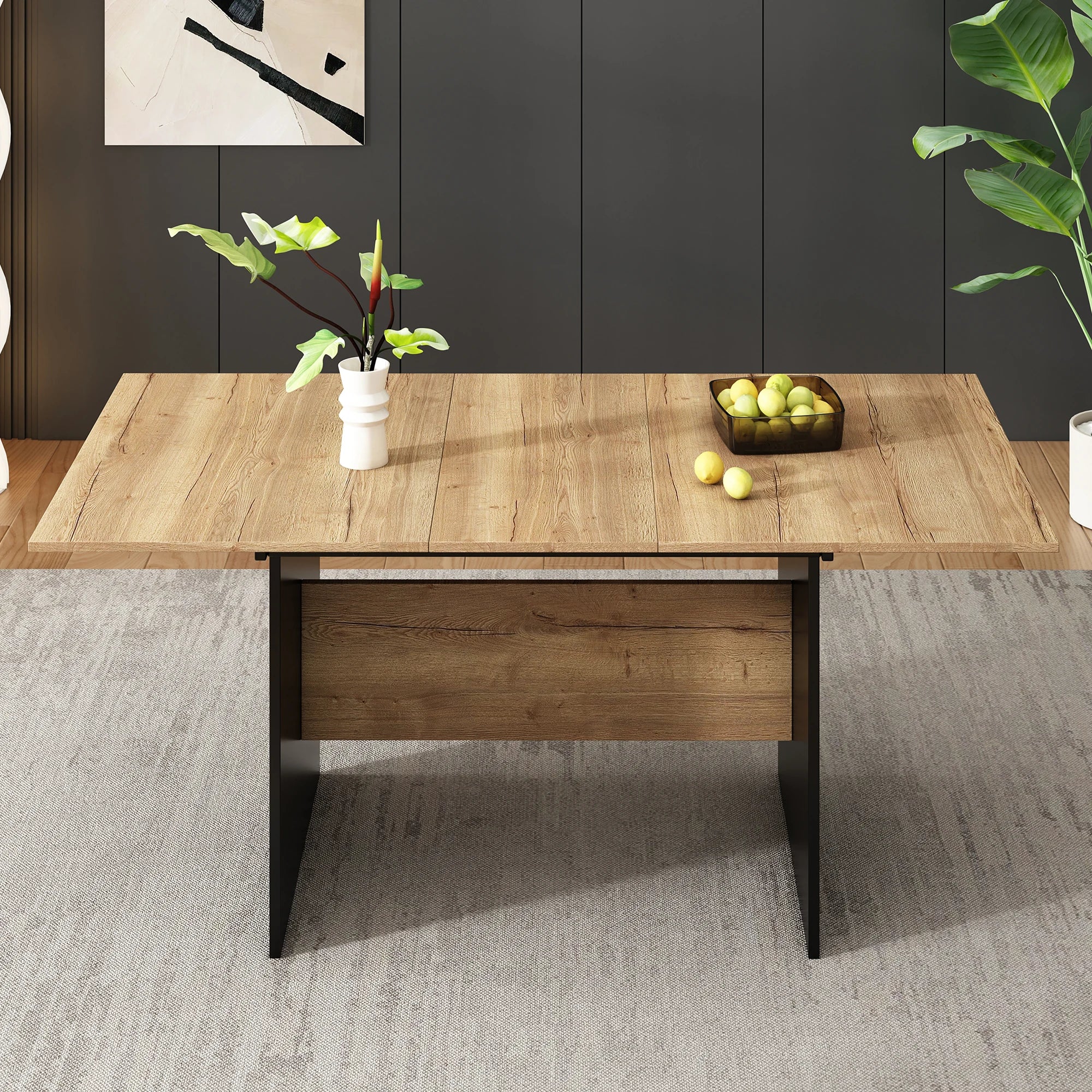 Modern extendable wooden dining table