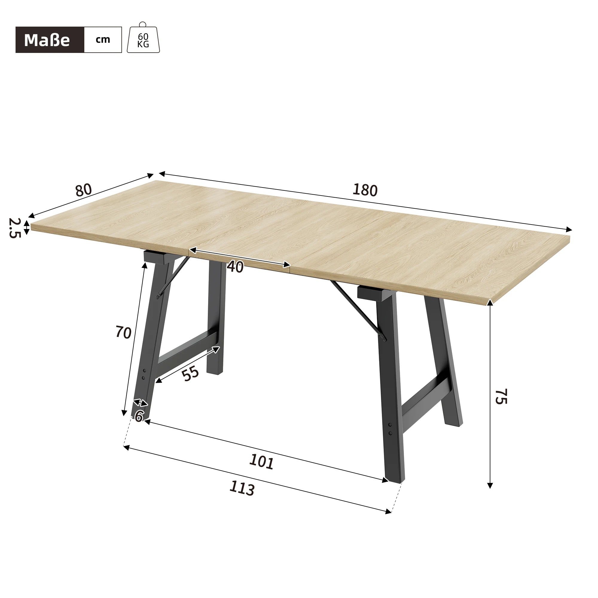 Beige extendable dining table with alloy legs