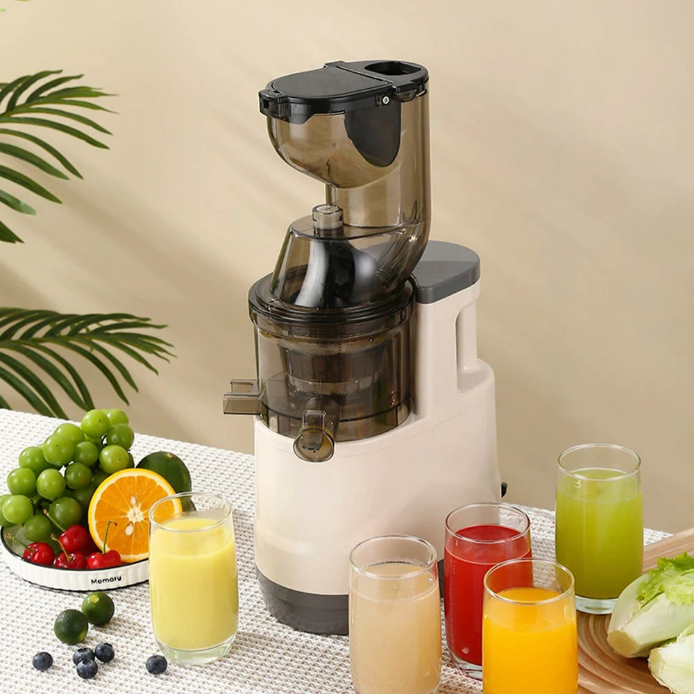 Slow Juicer Machine – Large Caliber Fruit & Vegetable Juice Extractor with Pulp Separator | Electric Juicer with Filter & Brush