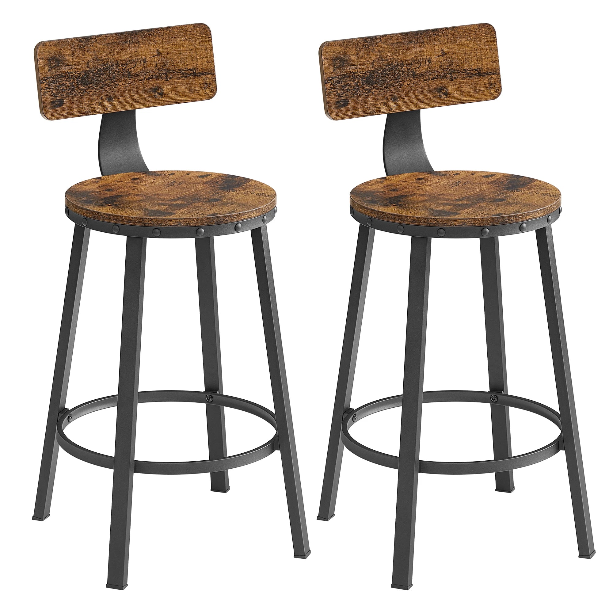 Set of 2 rustic industrial style bar stools