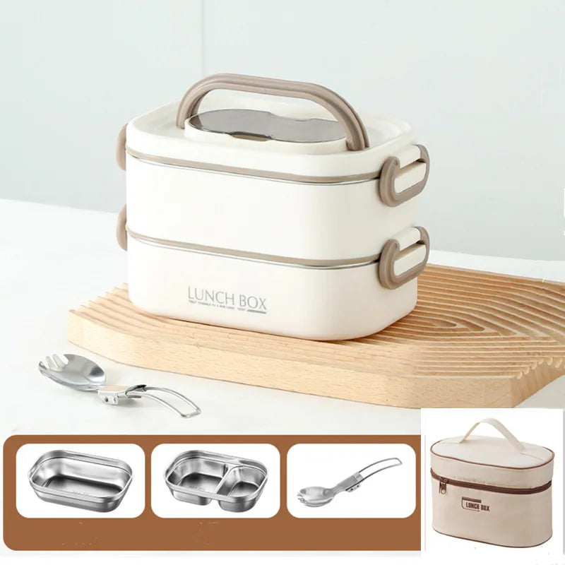 🍱 1500ml Double-Layer Thermal Lunch Box – Leak-Proof & Insulated for Hot Meals Anywhere!
