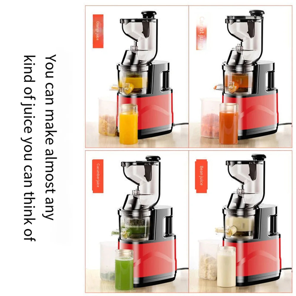 Slow Juicer Machine – Large Caliber Fruit & Vegetable Juice Extractor with Pulp Separator | Electric Juicer with Filter & Brush