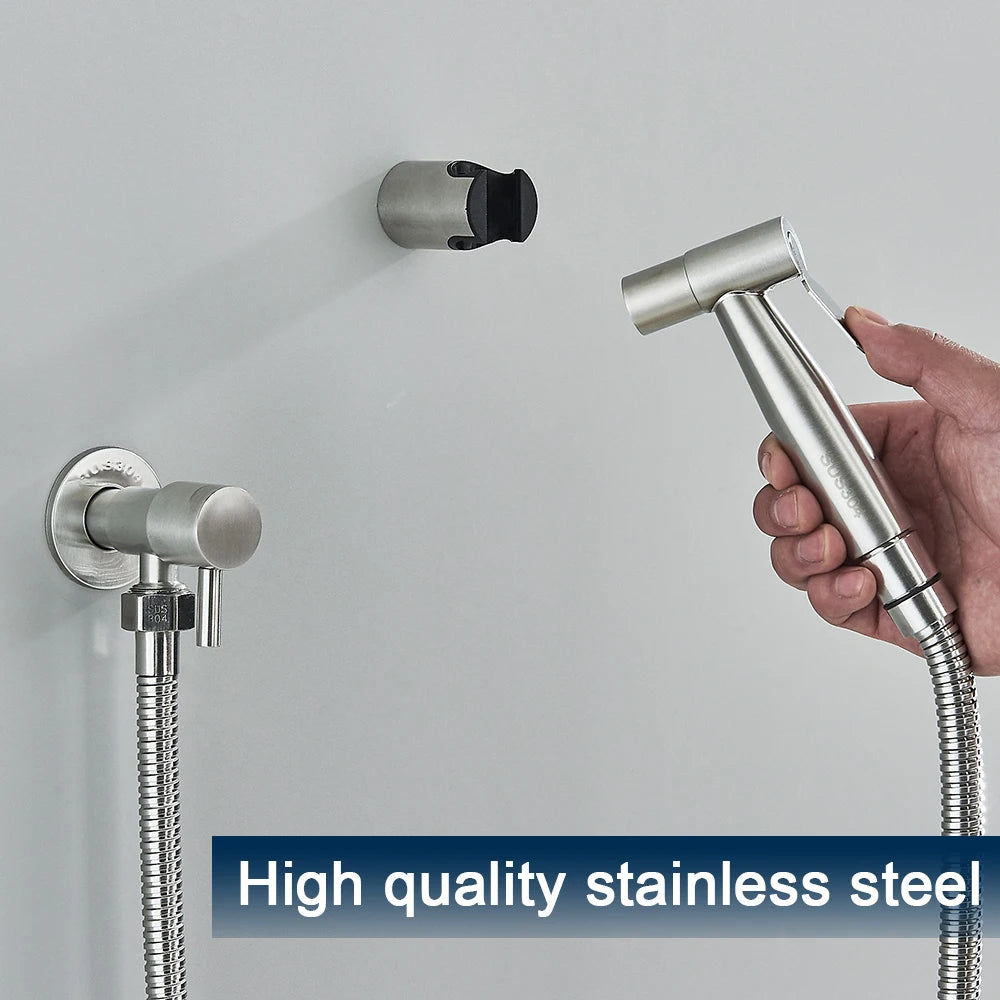 Black Single Cold Water Toilet Bidet Sprayer Faucet Bathroom Stainless Steel 304 Nickel Shower Bidet Wall Mounted Woman Cleaner