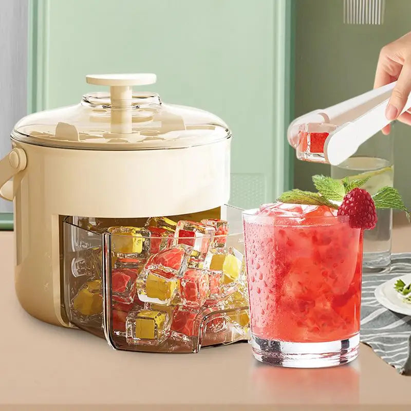 Ice Cube Tray with Lid & Bin – 2-in-1 Ice Maker & Storage Box | Portable with Scoop | Perfect for Home, Office, Camping