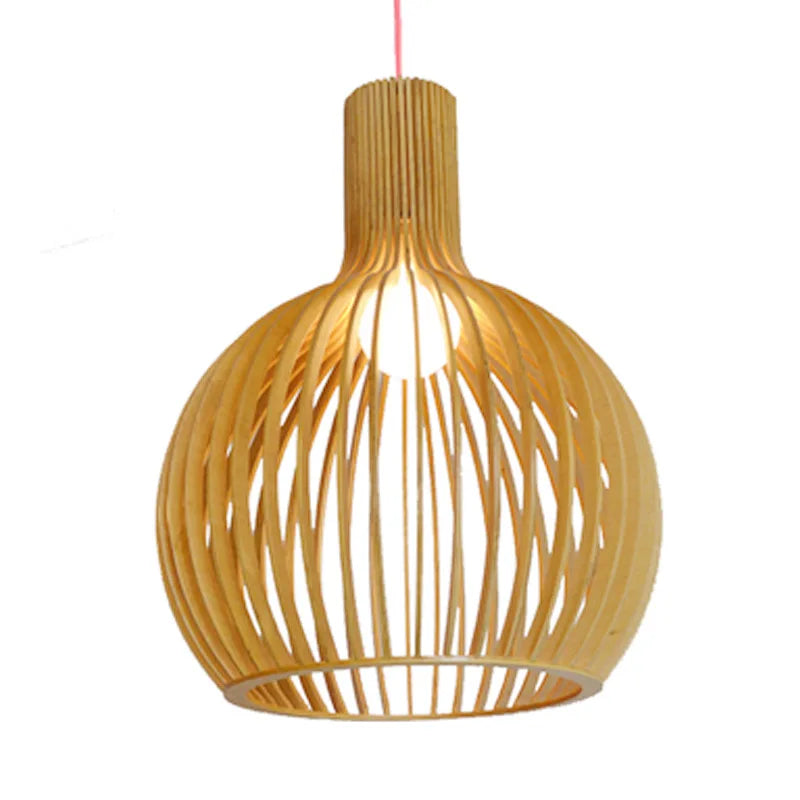 Japanese wooden art birdcage restaurant chandelier retro new Chinese lantern homestay Zen inspired bedside lamp