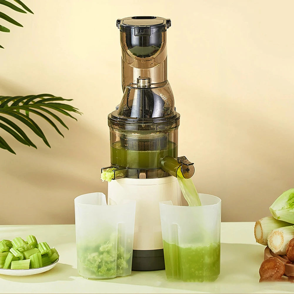 Slow Juicer Machine – Large Caliber Fruit & Vegetable Juice Extractor with Pulp Separator | Electric Juicer with Filter & Brush