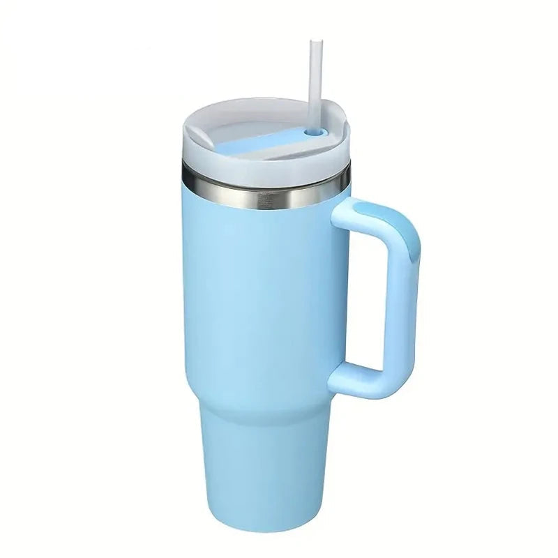 🥤 30/40oz Stainless Steel Tumbler with Handle – Vacuum Insulated Travel Mug with Lid & Straw