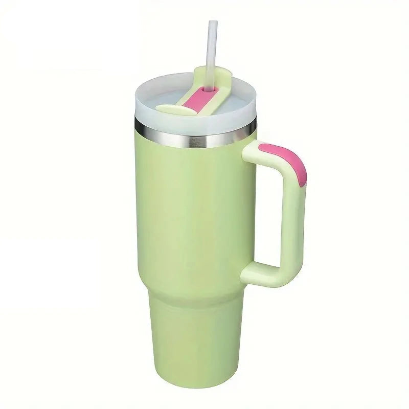 🥤 30/40oz Stainless Steel Tumbler with Handle – Vacuum Insulated Travel Mug with Lid & Straw
