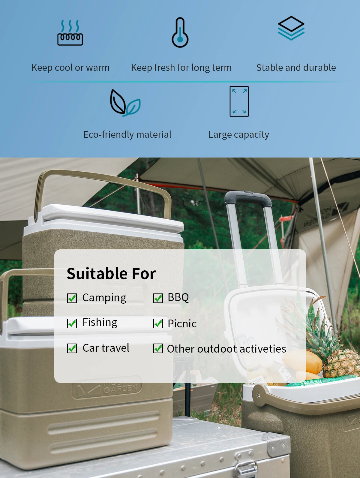 🧊 Camping Cooler Box – Heavy-Duty Portable Ice Chest for Outdoor Adventures