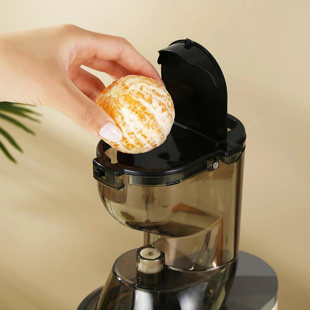 Slow Juicer Machine – Large Caliber Fruit & Vegetable Juice Extractor with Pulp Separator | Electric Juicer with Filter & Brush