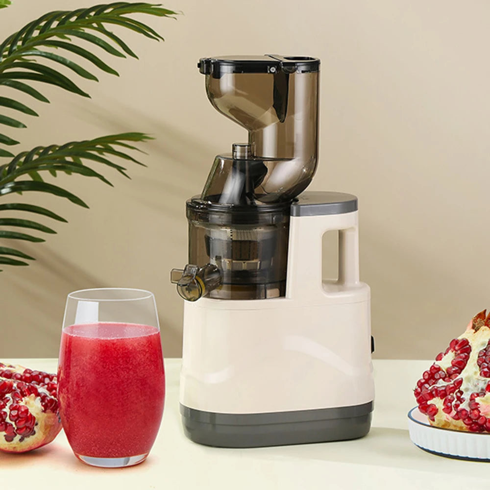 Slow Juicer Machine – Large Caliber Fruit & Vegetable Juice Extractor with Pulp Separator | Electric Juicer with Filter & Brush