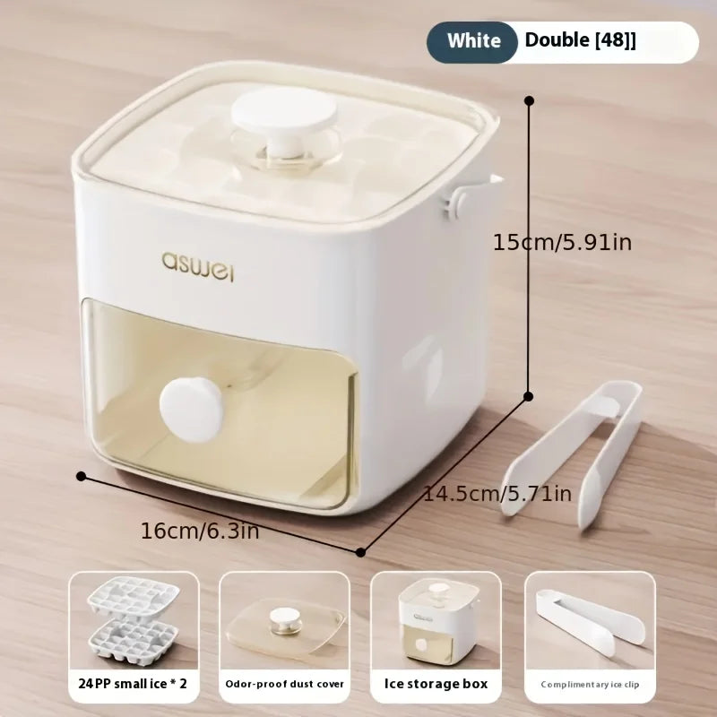 🇨🇦 48-Ice Cube Tray with Press Lid – BPA-Free, Double-Layer, Easy Release & Leak-Proof | Portable Ice Box for Home, Camping, and Parties