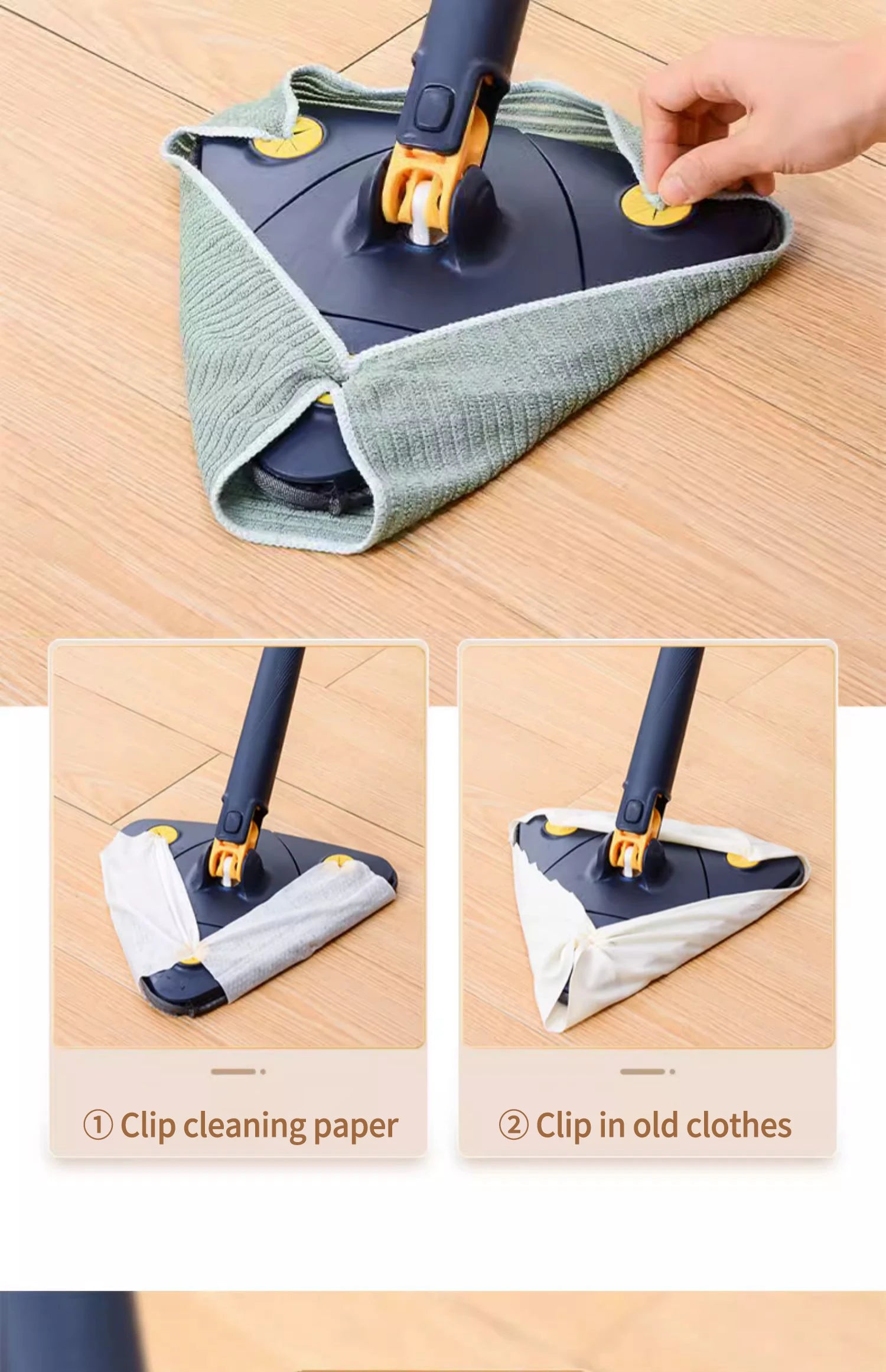360° rotating triangular broom Powerful self-wringing