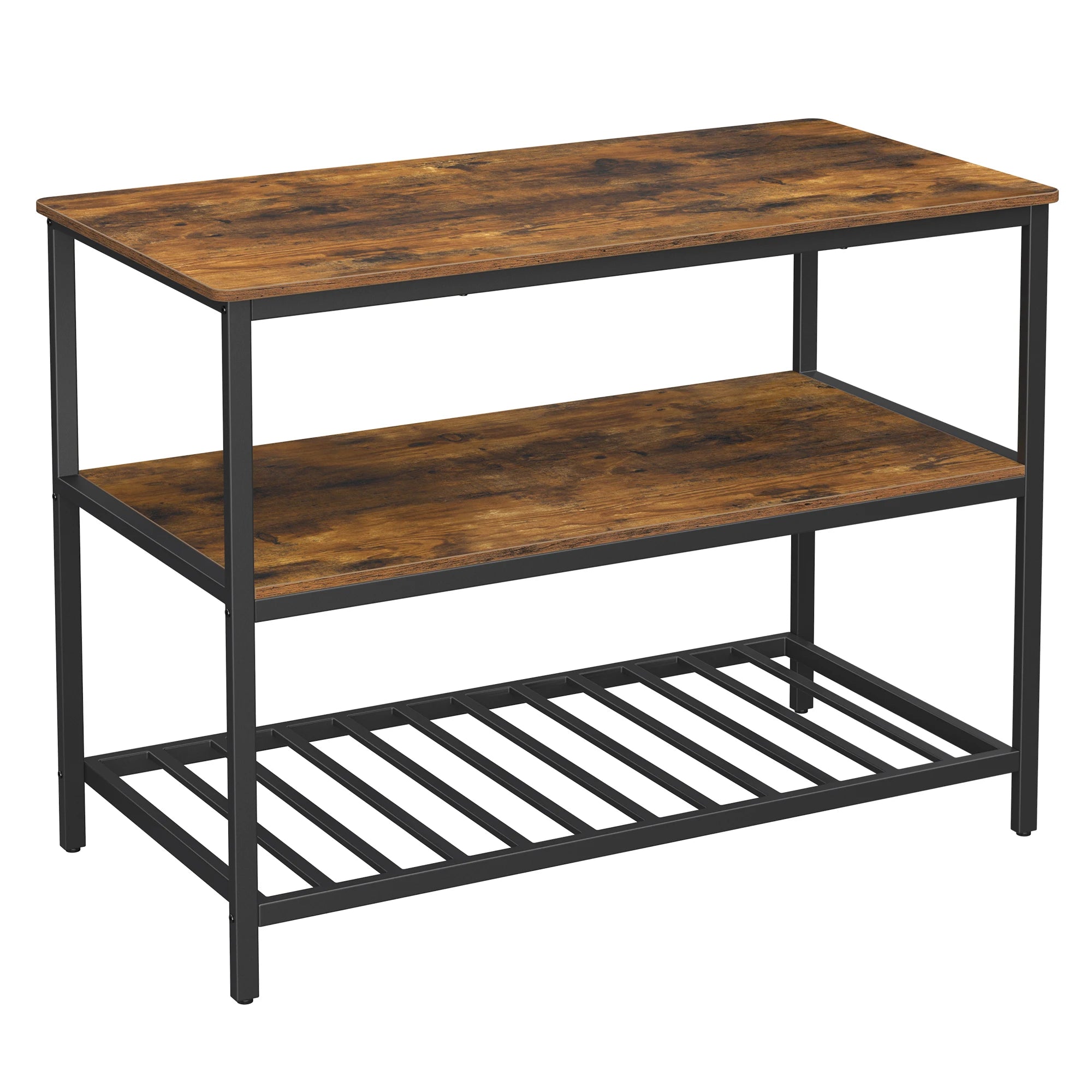 🍴 Rustic Industrial Kitchen Island – 3 Storage Tiers | 120 x 60 x 90 cm