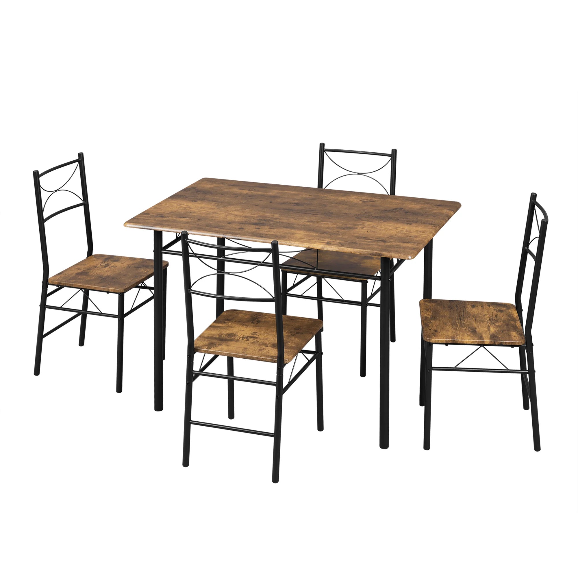 🍽️ Industrial Dining Table Set with 4 Chairs – 110 x 76 x 70 cm