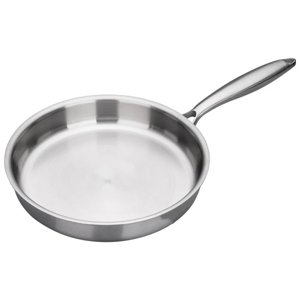 Stainless Steel Frying Pan – Uncoated Nonstick Skillet | Flat Bottom Saucepan for Gas & Induction