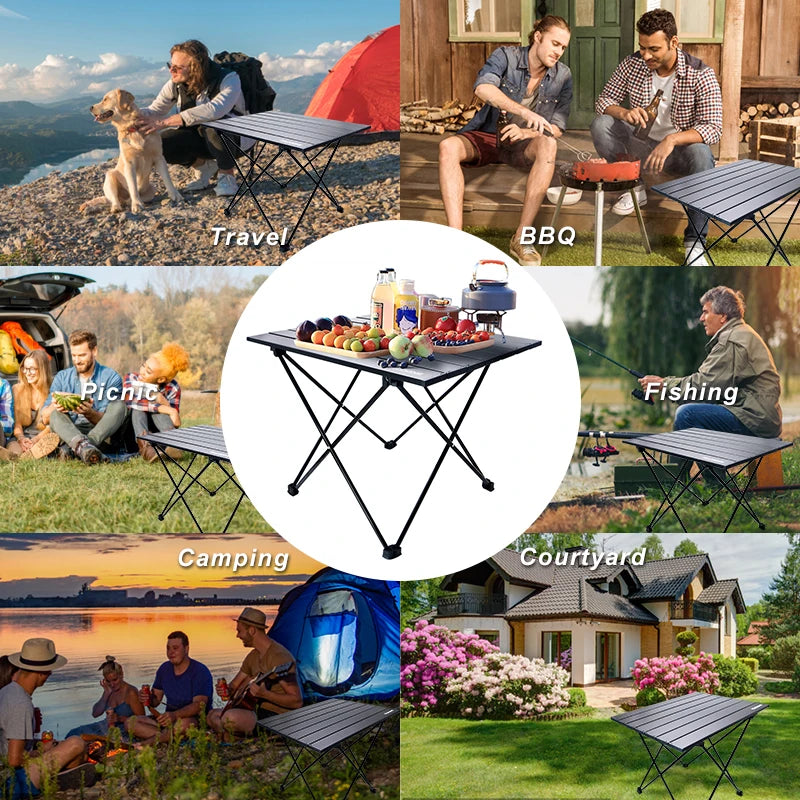 Ultralight Portable Camping Table – Foldable Aluminum Picnic Desk | 40x45x56 cm | Lightweight (1.3kg), Compact Carry Bag | For BBQ, Hiking, Outdoor Travel