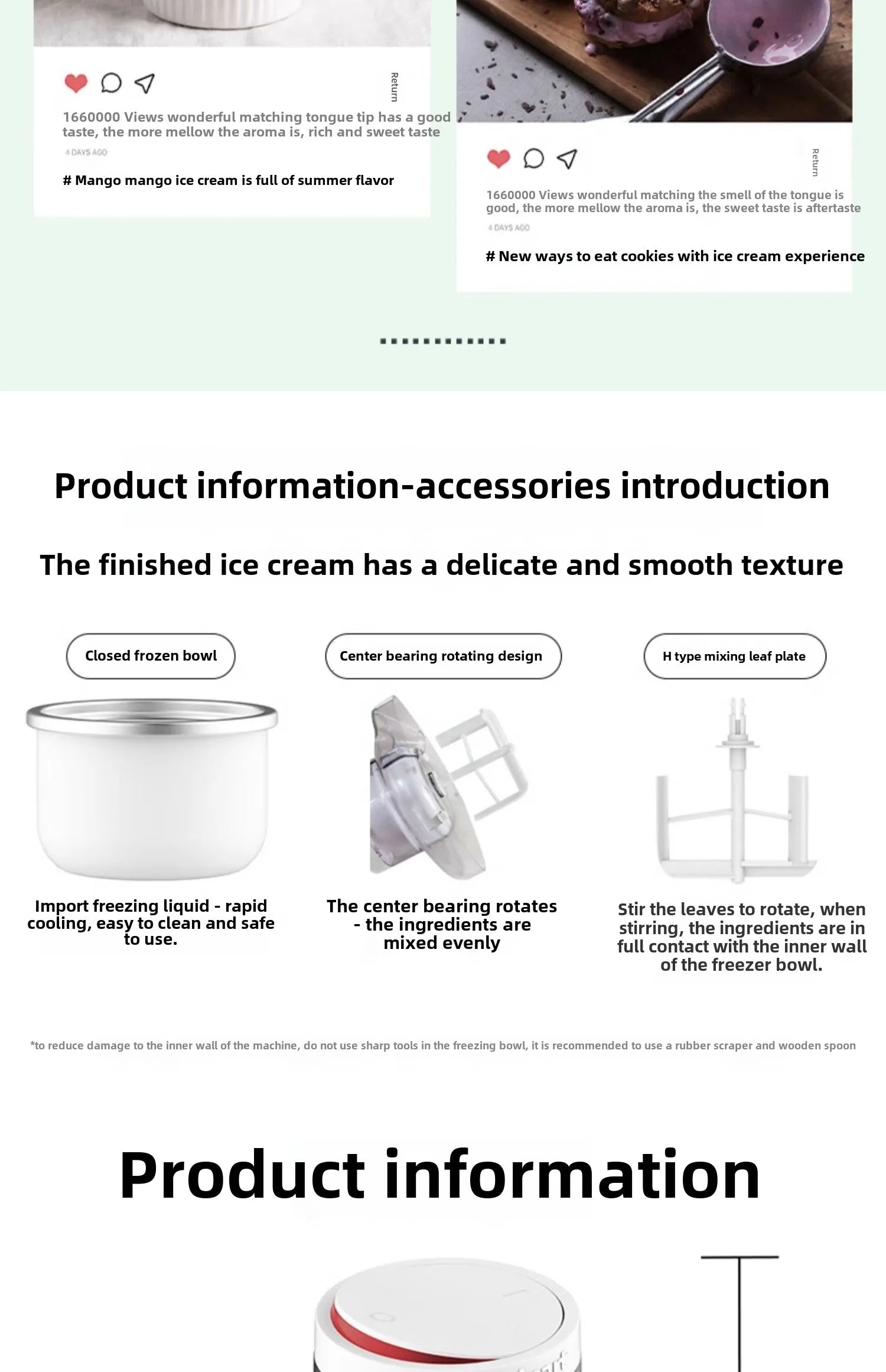 🍨 Ice Cream Maker – Automatic| Smoothie White | 500ml