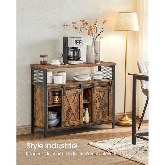 🏡 Kitchen Sideboard with 2 Sliding Doors | 100 x 33 x 80 cm – Rustic Industrial Style