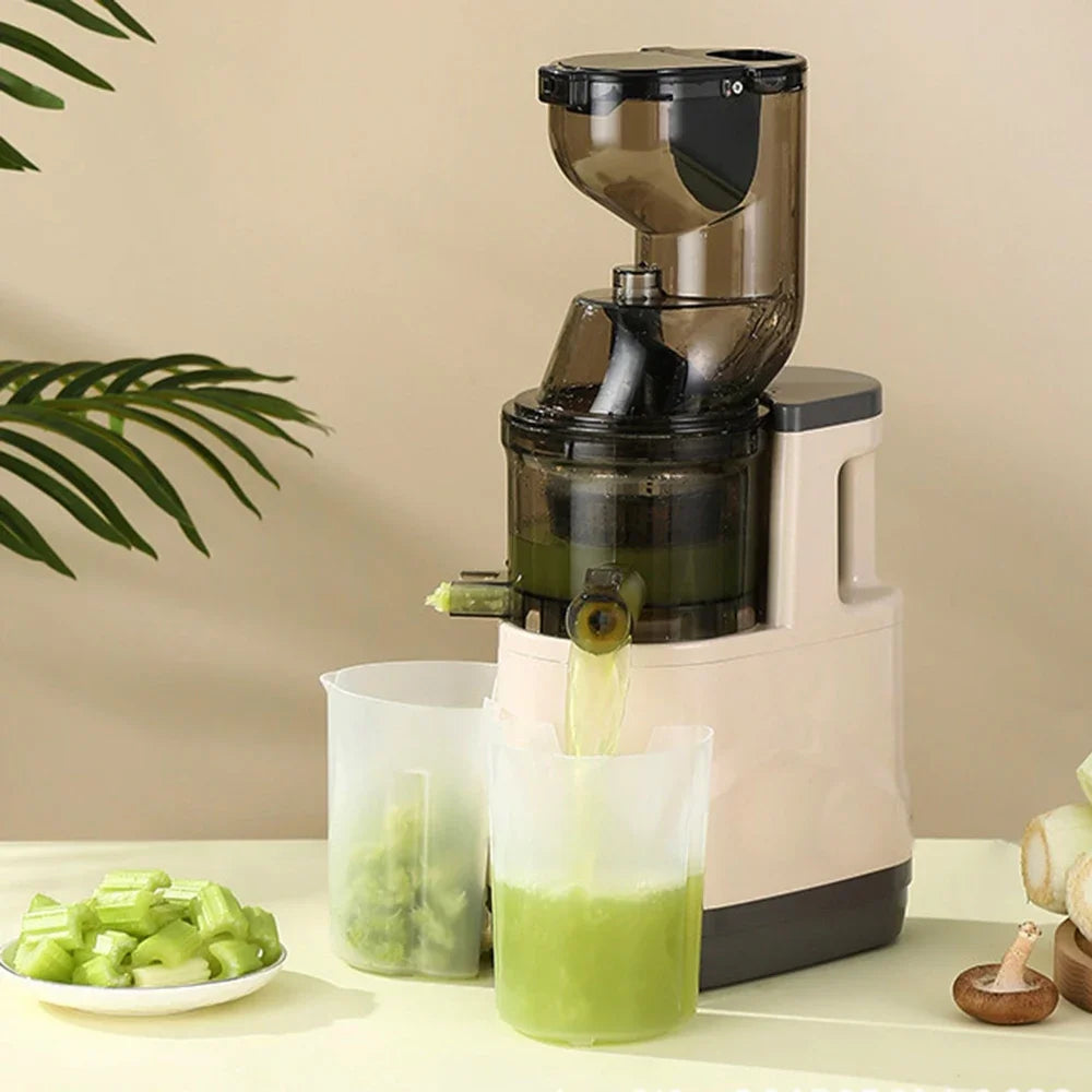 Slow Juicer Machine – Large Caliber Fruit & Vegetable Juice Extractor with Pulp Separator | Electric Juicer with Filter & Brush