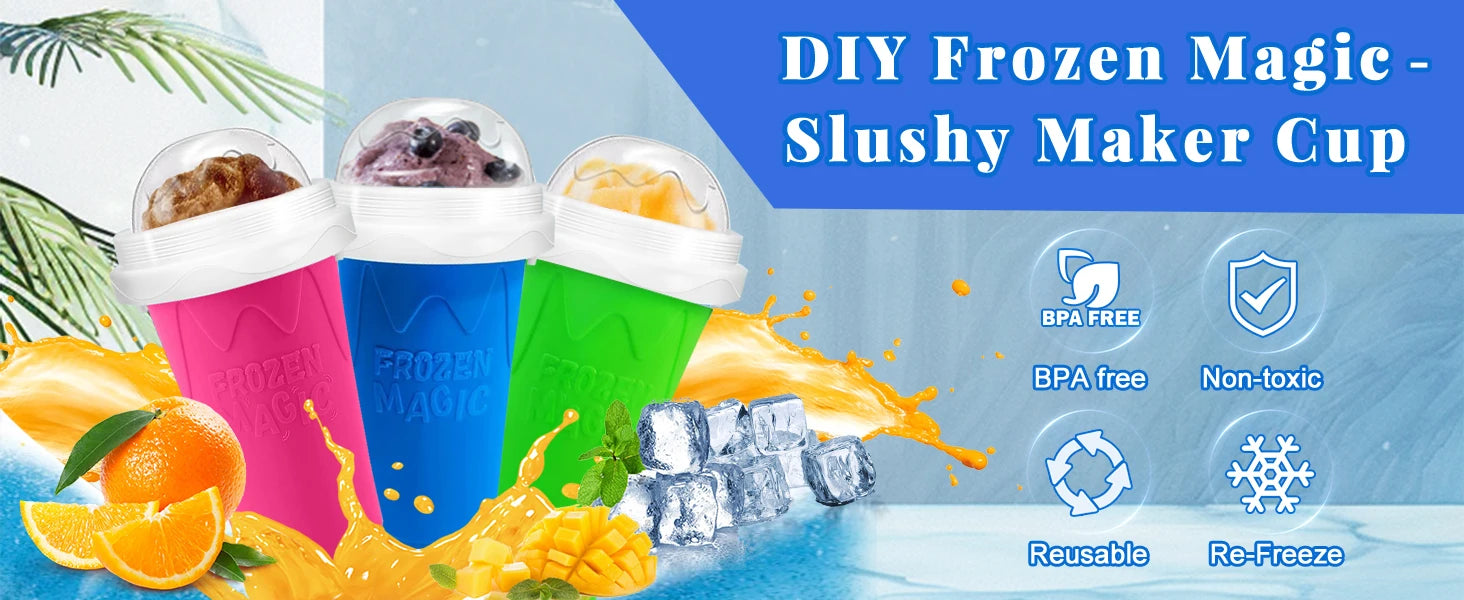 🍧 Quick-Freeze Slushy Maker Cup – 350ml DIY Smoothie & Milkshake Squeeze Cup | BPA-Free Silicone | Fun Summer Gift for Kids & Teens 🇨🇦