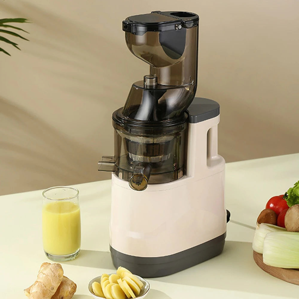 Slow Juicer Machine – Large Caliber Fruit & Vegetable Juice Extractor with Pulp Separator | Electric Juicer with Filter & Brush