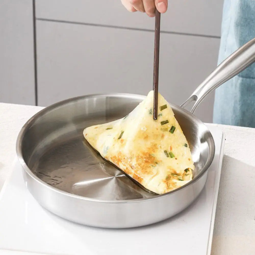 Stainless Steel Frying Pan – Uncoated Nonstick Skillet | Flat Bottom Saucepan for Gas & Induction