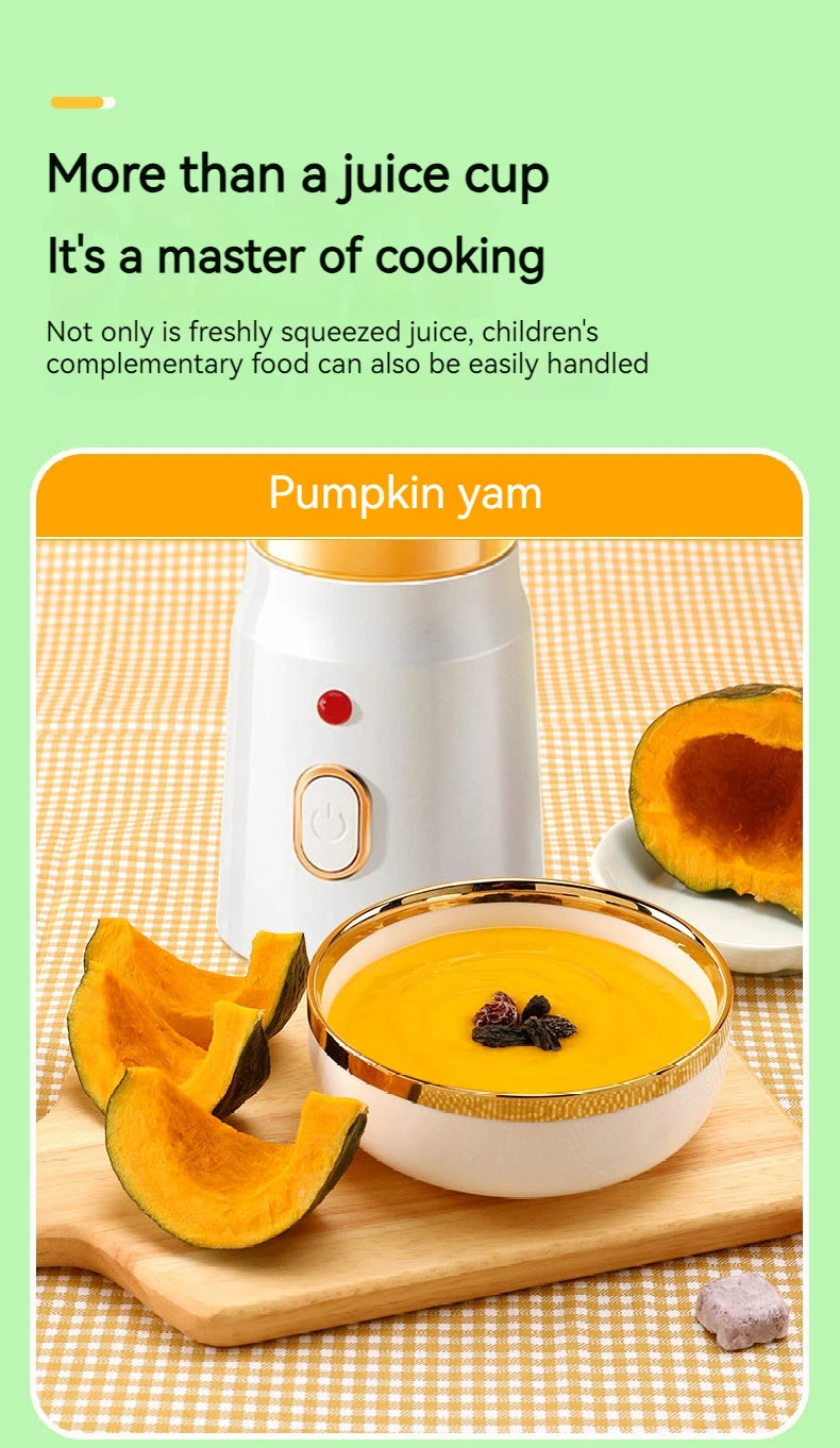 Portable Wireless Blender with Double Cups – 10-Blade High-Speed Juicer | 450ml | Rechargeable, Ice-Crushing, Baby Food & Smoothie Maker | White
