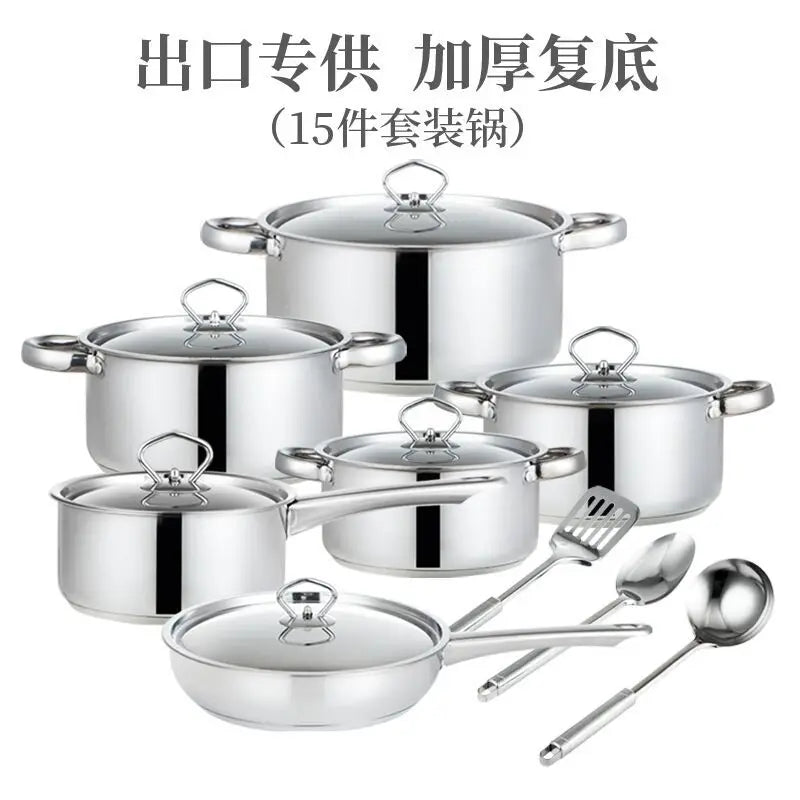 6-Piece Stainless Steel Cookware Set – Double Bottom Pots & Pans | Durable Kitchen Cooking Set with Lids | Gift for Moms & Home Chefs