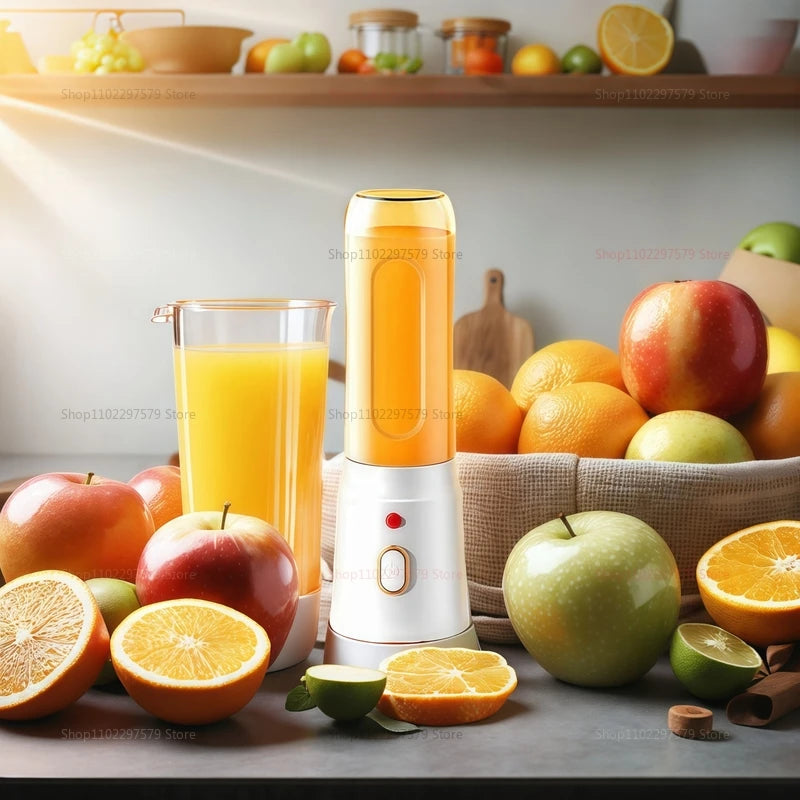 Portable Wireless Blender with Double Cups – 10-Blade High-Speed Juicer | 450ml | Rechargeable, Ice-Crushing, Baby Food & Smoothie Maker | White