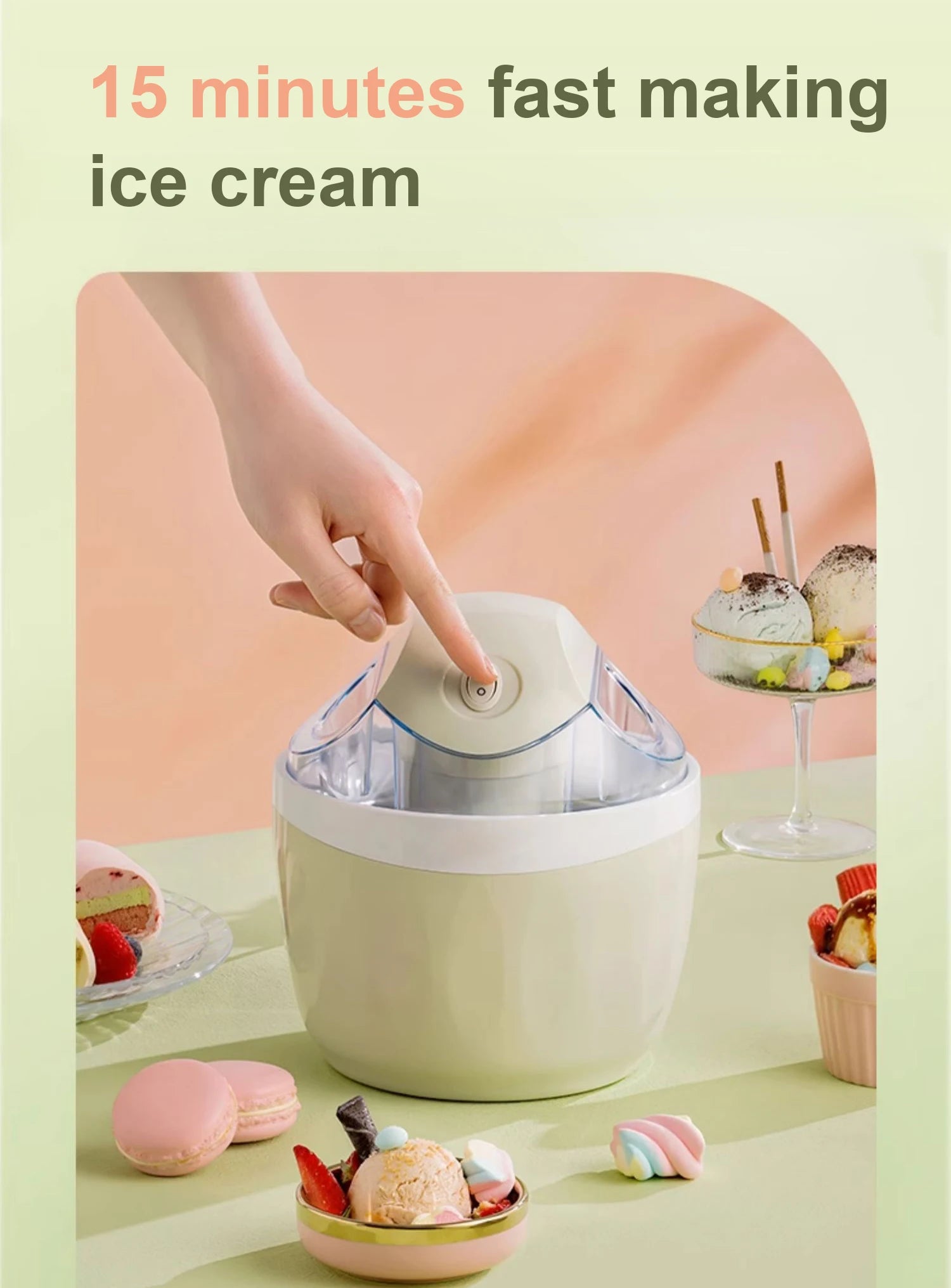 🇨🇦 1L Soft Serve Ice Cream Maker – Automatic Frozen Yogurt, Sorbet & Milkshake Machine