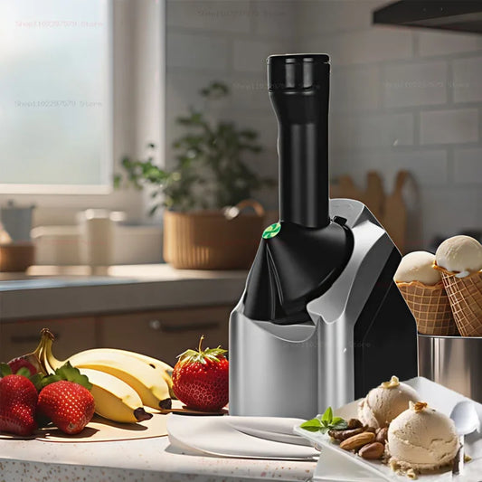 Compact Ice Cream & Smoothie Maker – Healthy Frozen Treats at Home | Silver & Black