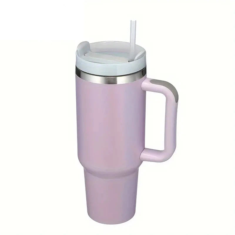 🥤 30/40oz Stainless Steel Tumbler with Handle – Vacuum Insulated Travel Mug with Lid & Straw