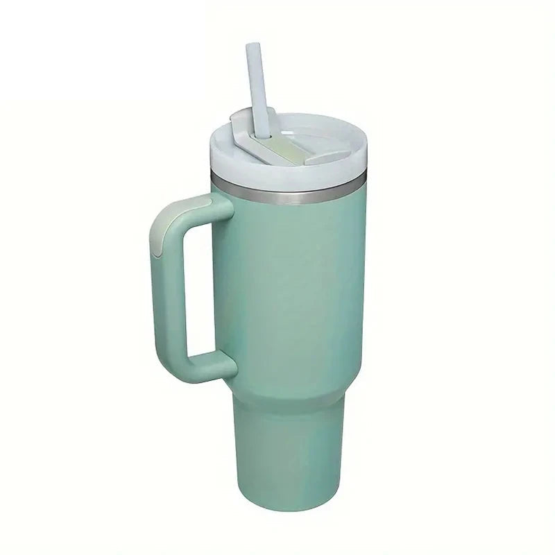 🥤 30/40oz Stainless Steel Tumbler with Handle – Vacuum Insulated Travel Mug with Lid & Straw
