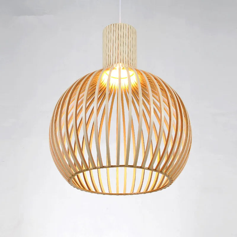 Japanese wooden art birdcage restaurant chandelier retro new Chinese lantern homestay Zen inspired bedside lamp
