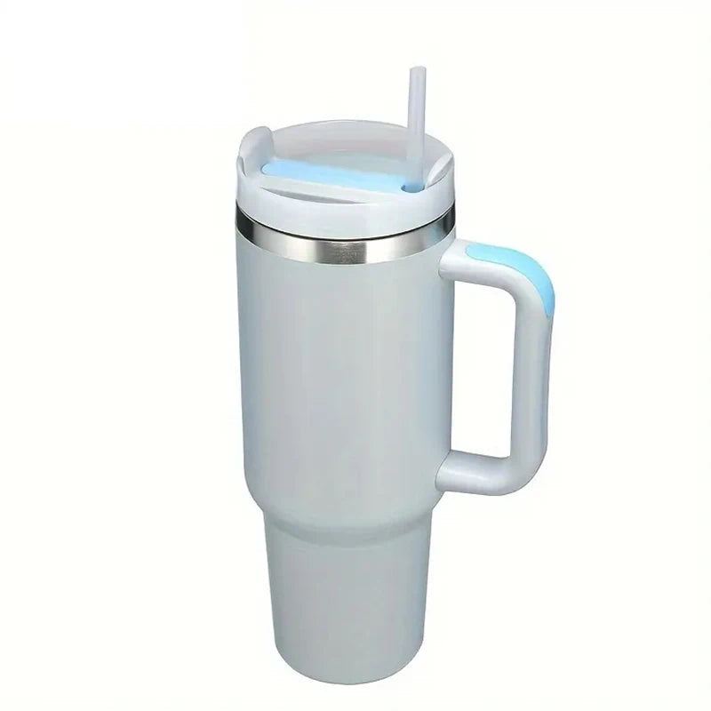 🥤 30/40oz Stainless Steel Tumbler with Handle – Vacuum Insulated Travel Mug with Lid & Straw