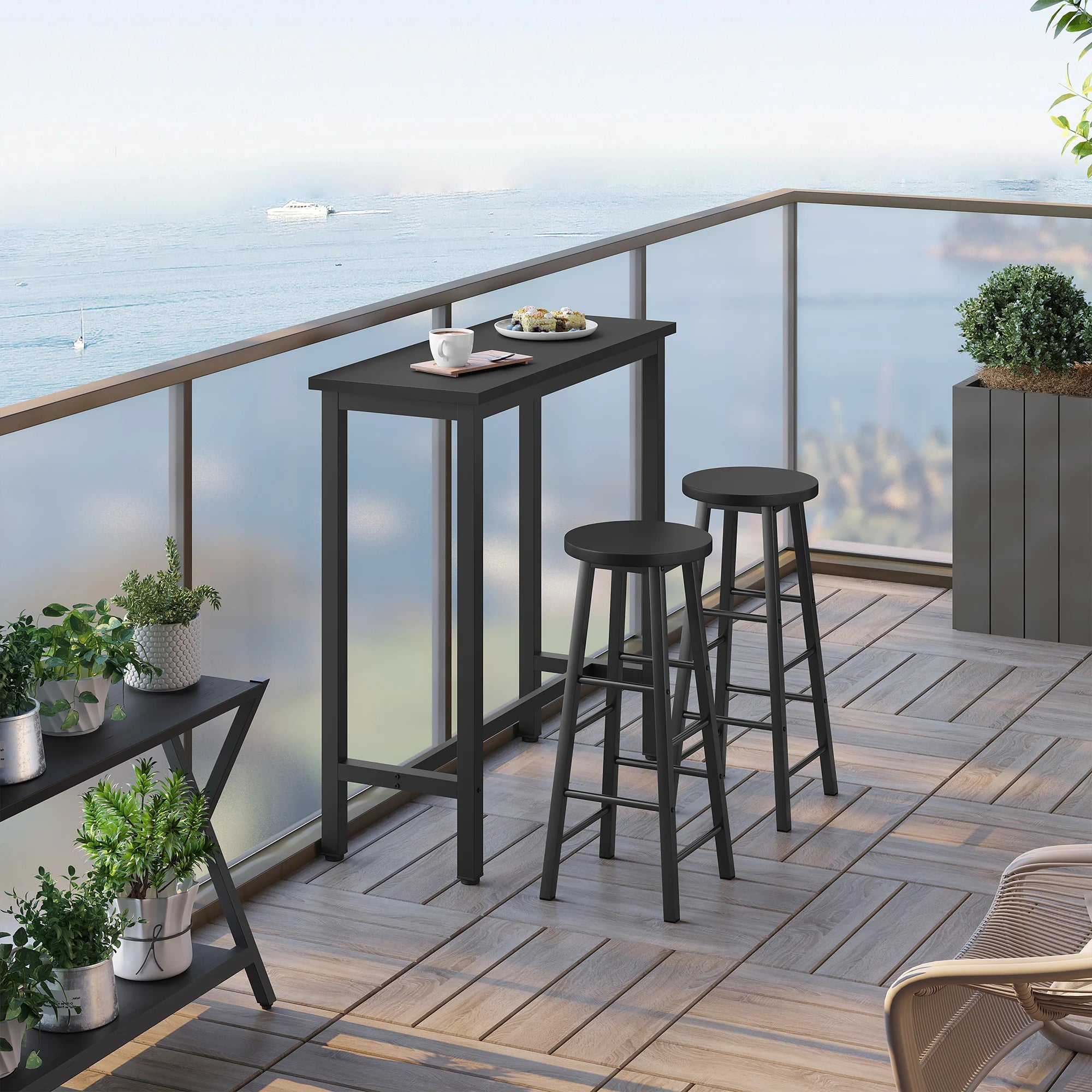 Black metal bar table | 40 x 100 x 100 cm